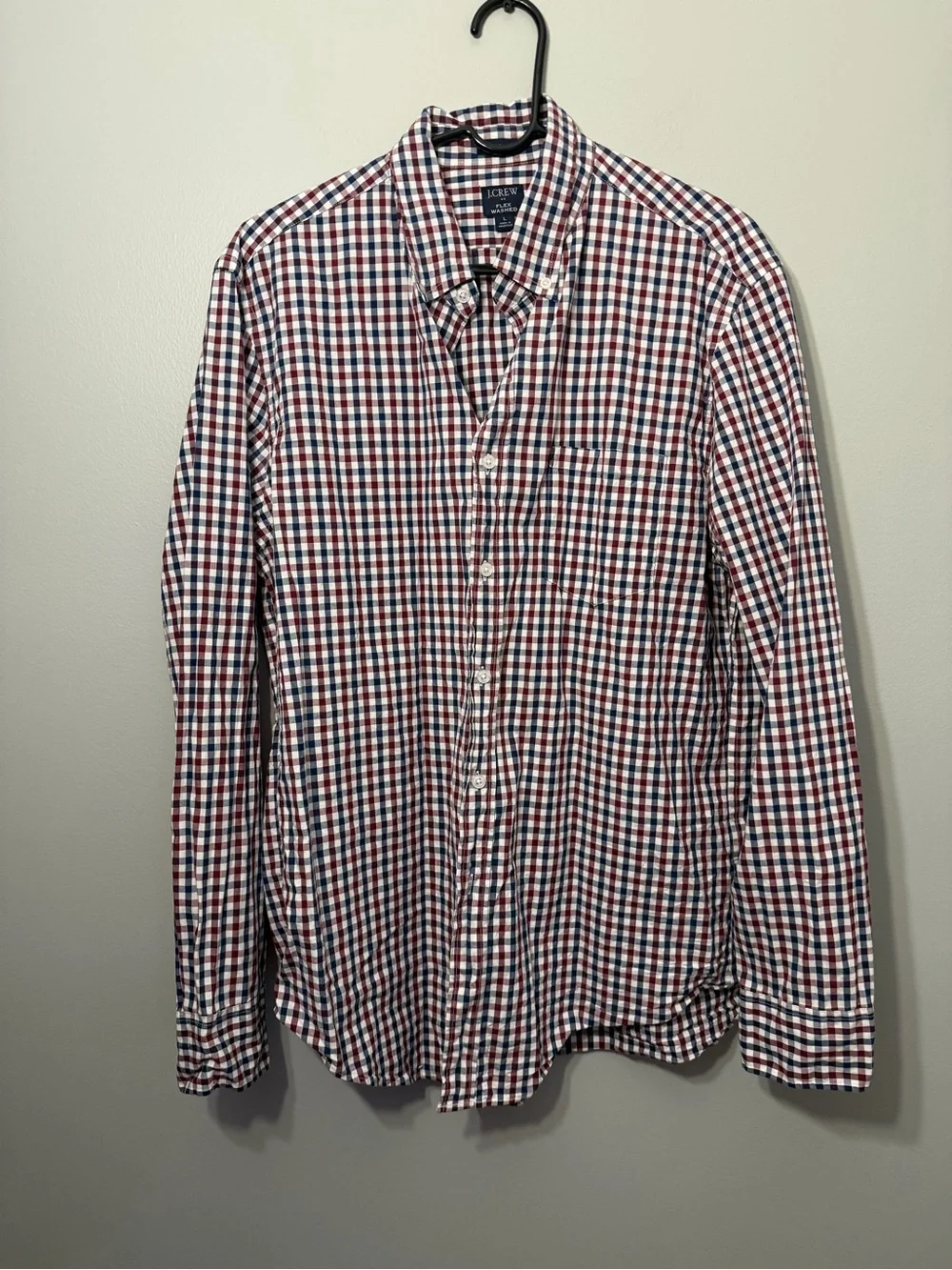 J. Crew Red Navy White Gingham Button-Down Shirt